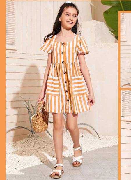 Orange Colour western Party Wear Designer One Piece Baby Girls Collection A-T 05